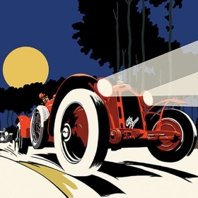 《被追逐者与被追逐者》的封面上画的是一辆马力十足的敞篷轿车行驶在月光照耀下的道路上。