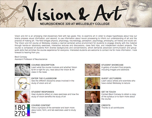 Screenshot of the Vision and Art website homepage