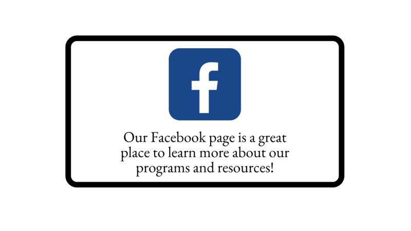 上面的Facebook徽标文本：“我们的Facebook页面是了解我们的程序和资源的更多地方！”