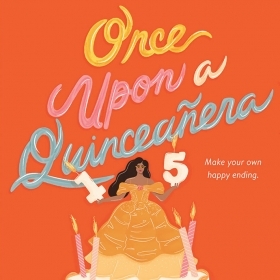 Monica Gomez-Hira ' 95年的《Once Upon a Quinceañera》封面是一幅画，画的是一个穿着舞会礼服的年轻女子站在一个装饰着粉红色火烈鸟的蛋糕上。