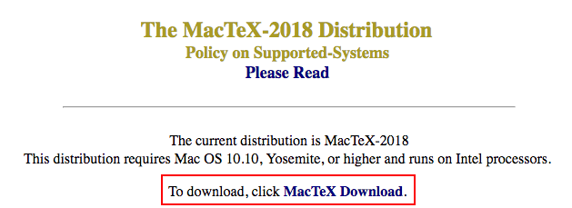 链接下载安装程序：Mactex-2013发行版
