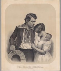 利奥波德·格罗泽利埃，取自Loyal Moss Ives的银版摄影，《水手的告别》，1856年。彩色平版印刷。美国古物协会。